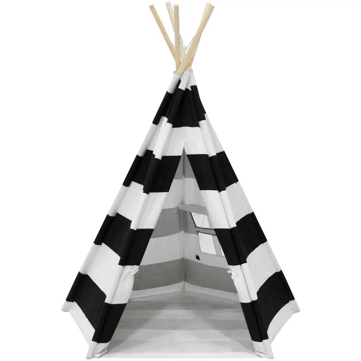 6Ft Kids Pentagon Shaped Cotton Teepee Tent W/ Mesh Window, Carrying Case 1