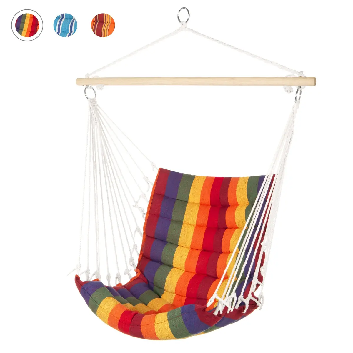 Padded Indoor/Outdoor Cotton Hammock Chair W/ 40In Spreader Bar 3