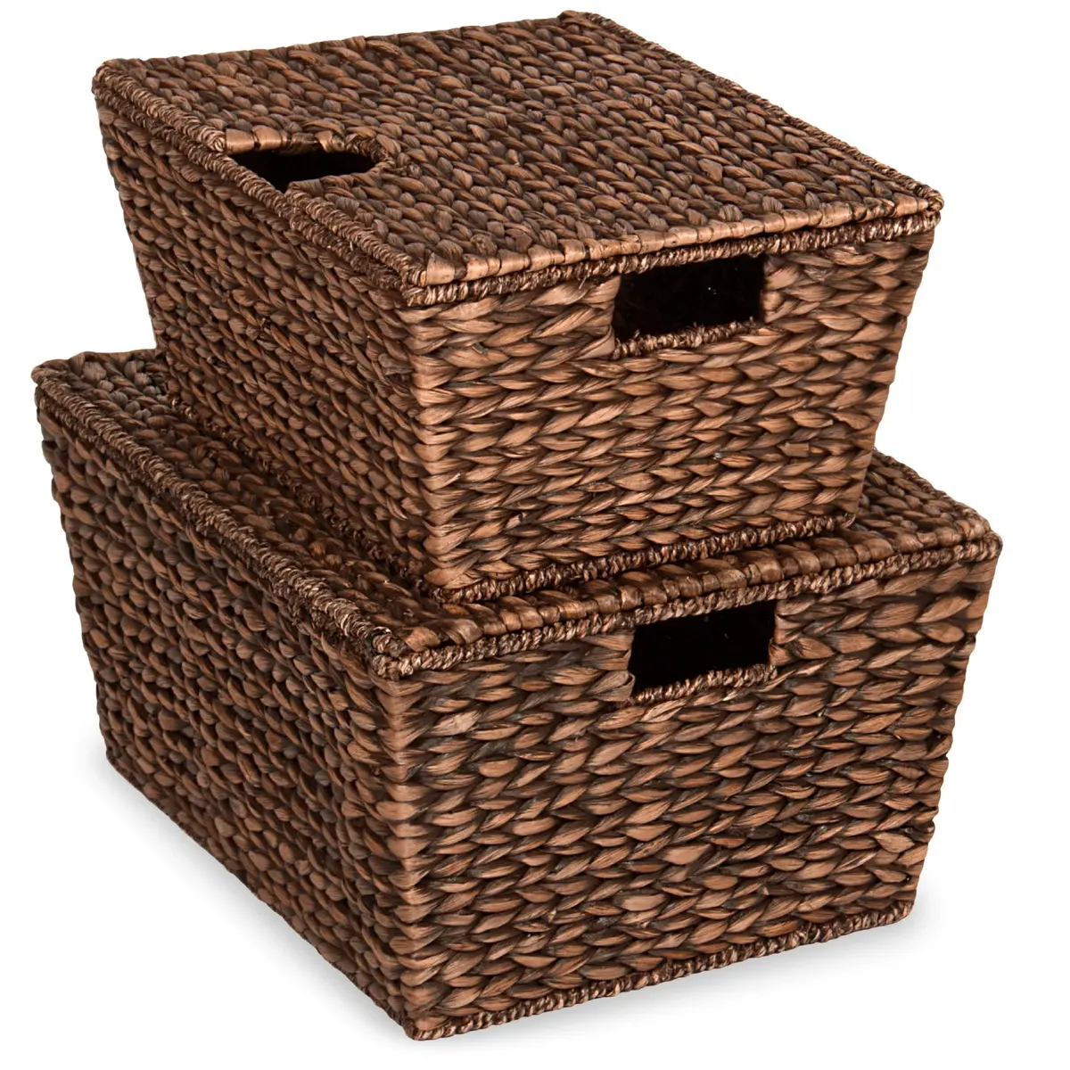 Set Of 2 Woven Water Hyacinth Baskets 1