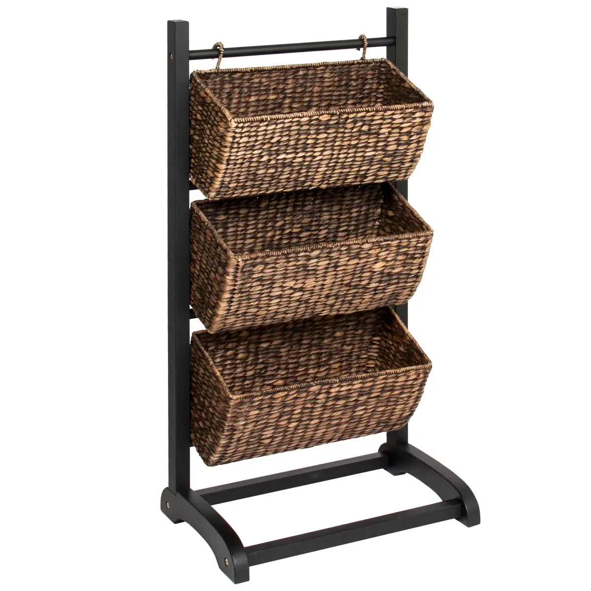 3-Tier Water Hyacinth Storage Basket Tower - Brown 1