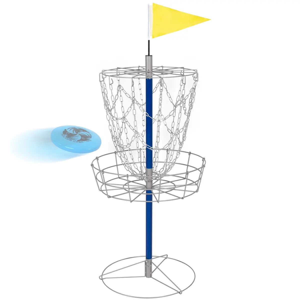 Portable Disc Golf Basket Double Chains Steel Frisbee Hole 1