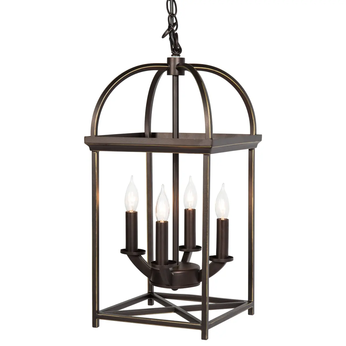 4-Light Ceiling Chandelier Lantern - Bronze 1