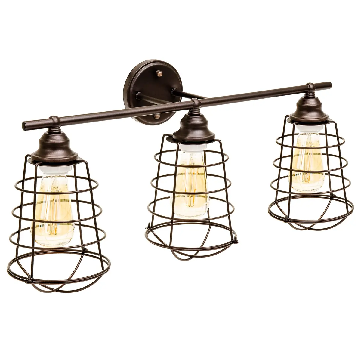 Industrial Style, 3 Light, Bathroom Vanity Light Fixture - Bronze 1