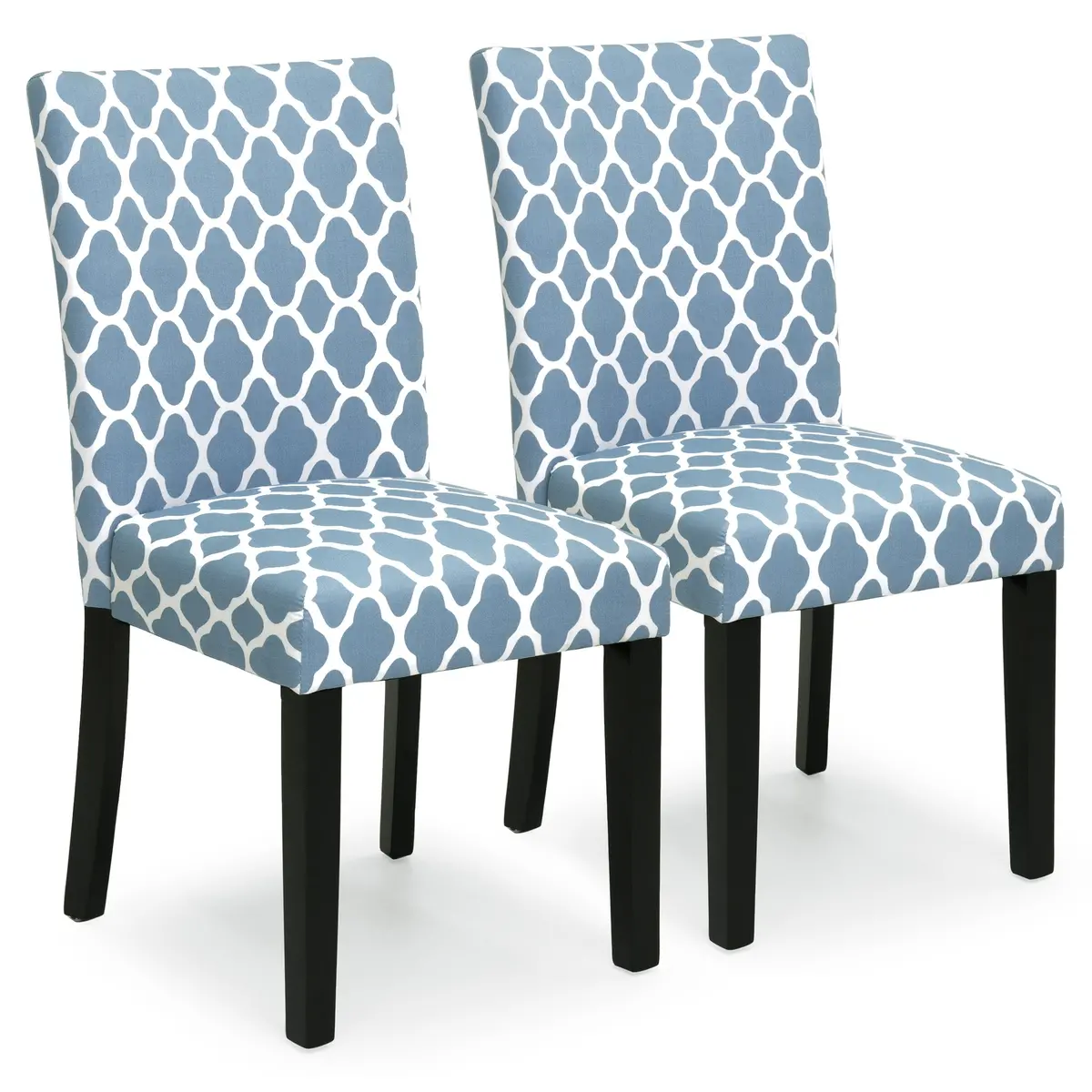 Set Of 2 Mid-Century Modern Fabric Parson Dining Chairs - Blue 1