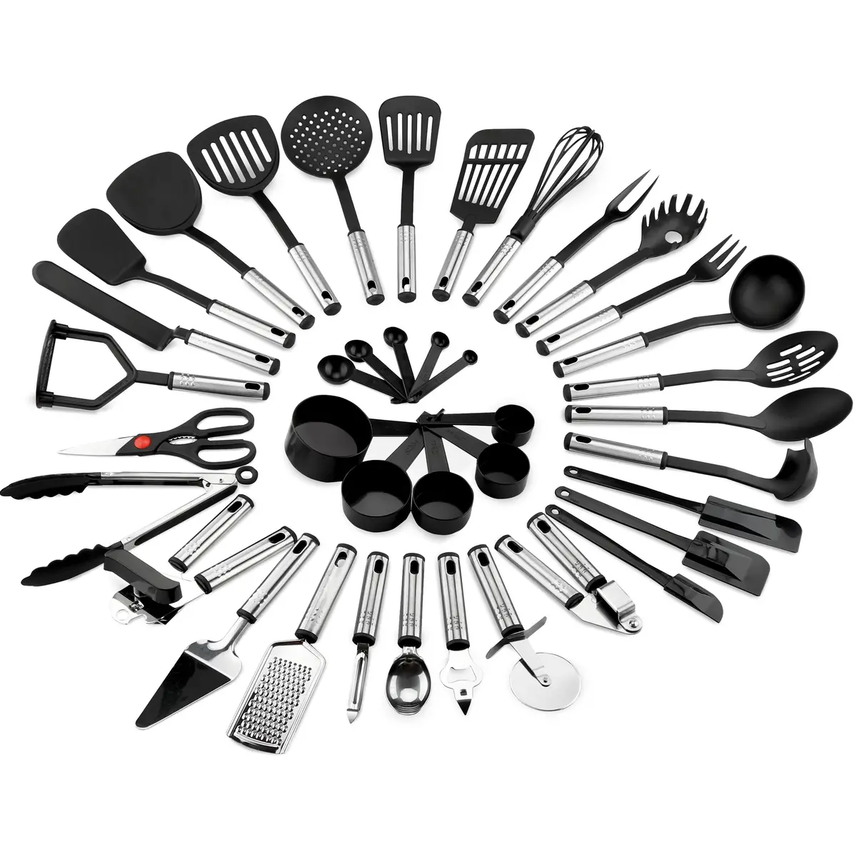 39-Piece Stainless Steel And Nylon Cooking Utensil Set - Black/Silver 1