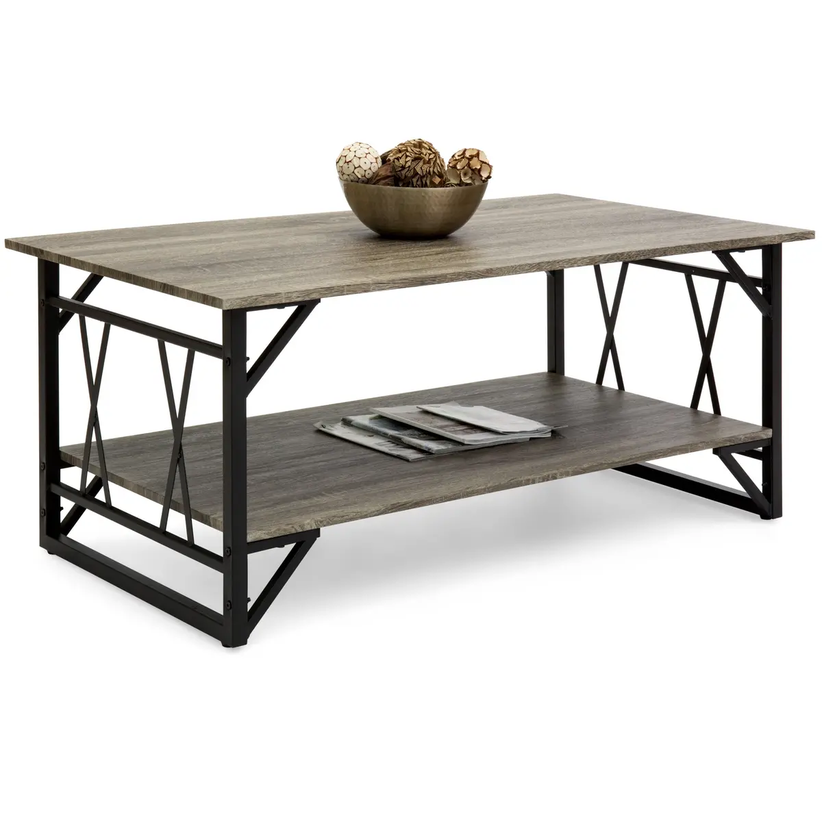 Modern Contemporary Style Wooden Coffee Table W/ Metal Legs - Gray 1