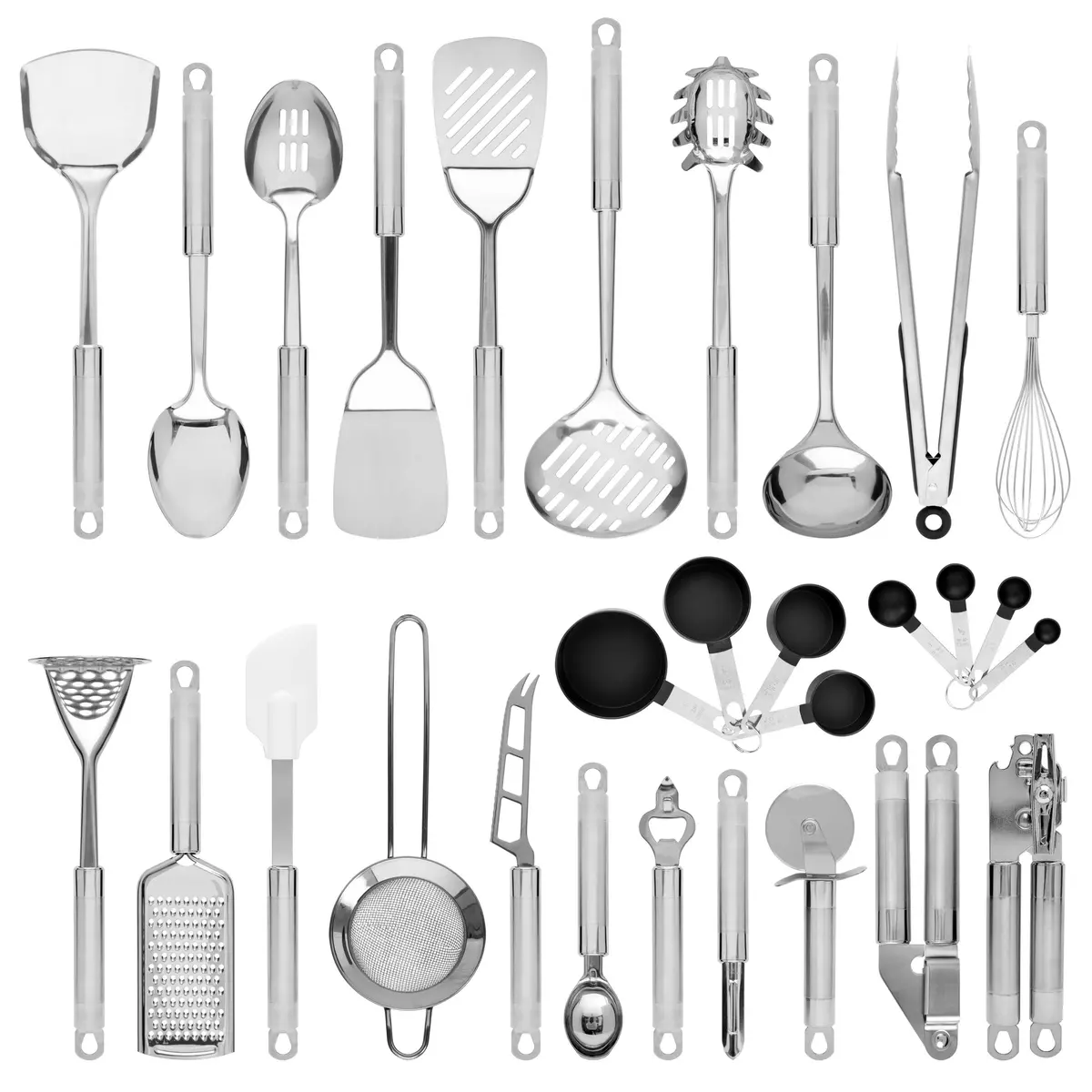 29-Piece Stainless Steel Kitchen Cooking Utensil Set - Silver 1