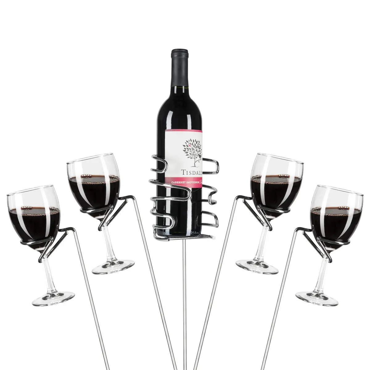 5-Piece Wine Holder Stakes - Silver 1