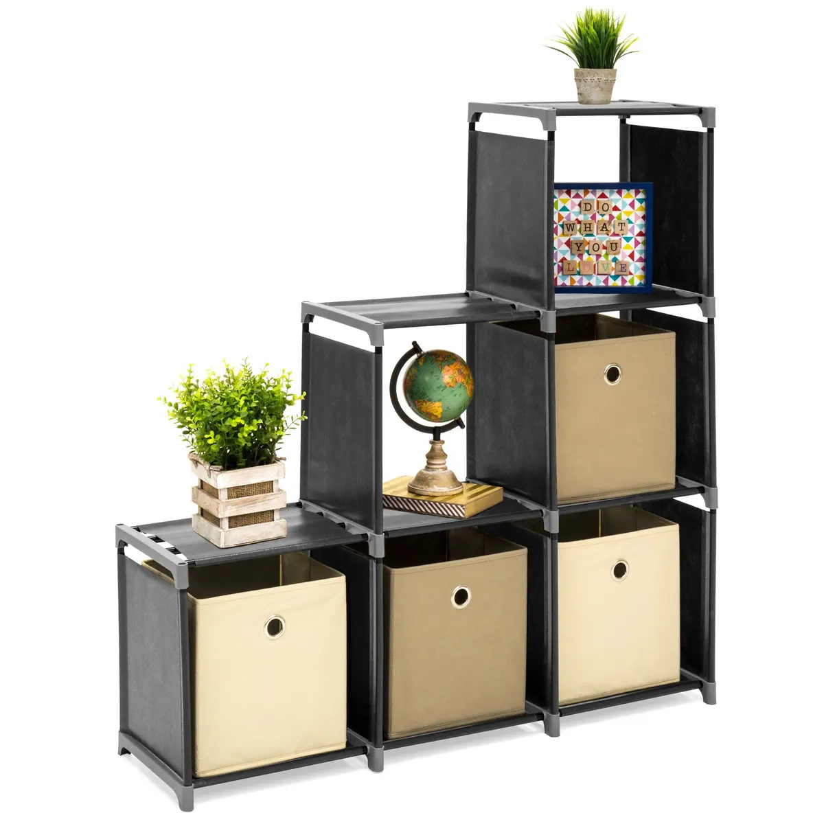 6-Drawer Multi-Purpose Cubby Storage Cabinet - Black 1
