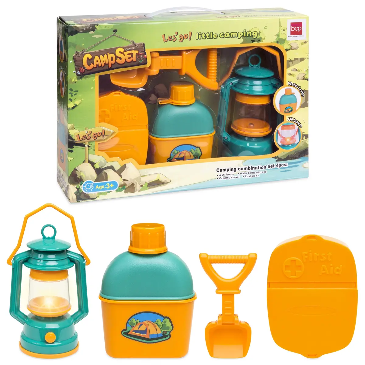 Kids Outdoor Camping Adventure Toy Kit W/ Bottle, Shovel, Lantern, First Aid 1