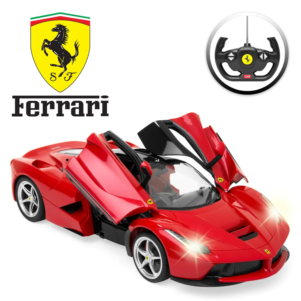 27 Mhz 1/14 Scale Kids Ferrari Model Rc Toy Car W/ 5.1 Mph Max Speed, Lights 1