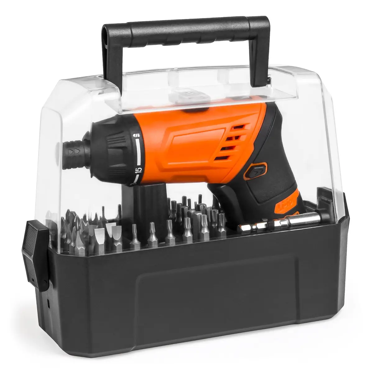 3.6V Electric Screwdriver W/ 50 Bits And Carry Case - Orange 1