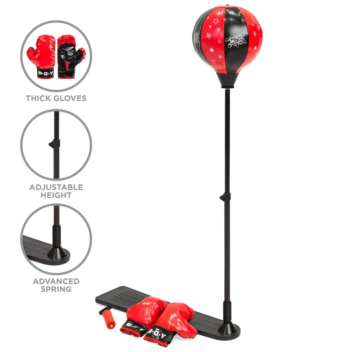 Kids Standing 34-51In Adjustable Boxing Punching Bag Toy Set W/ Gloves 1