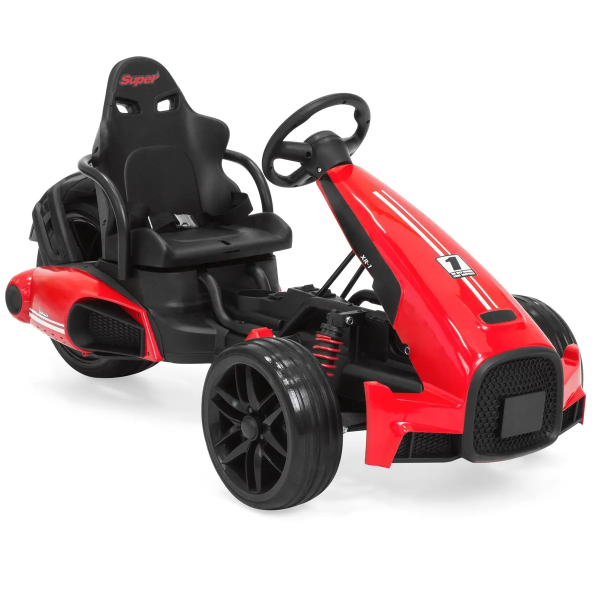 12V Kids Go-Kart Racing Ride-On Car W/ Push-To-Start, 2 Speeds, Horn 1