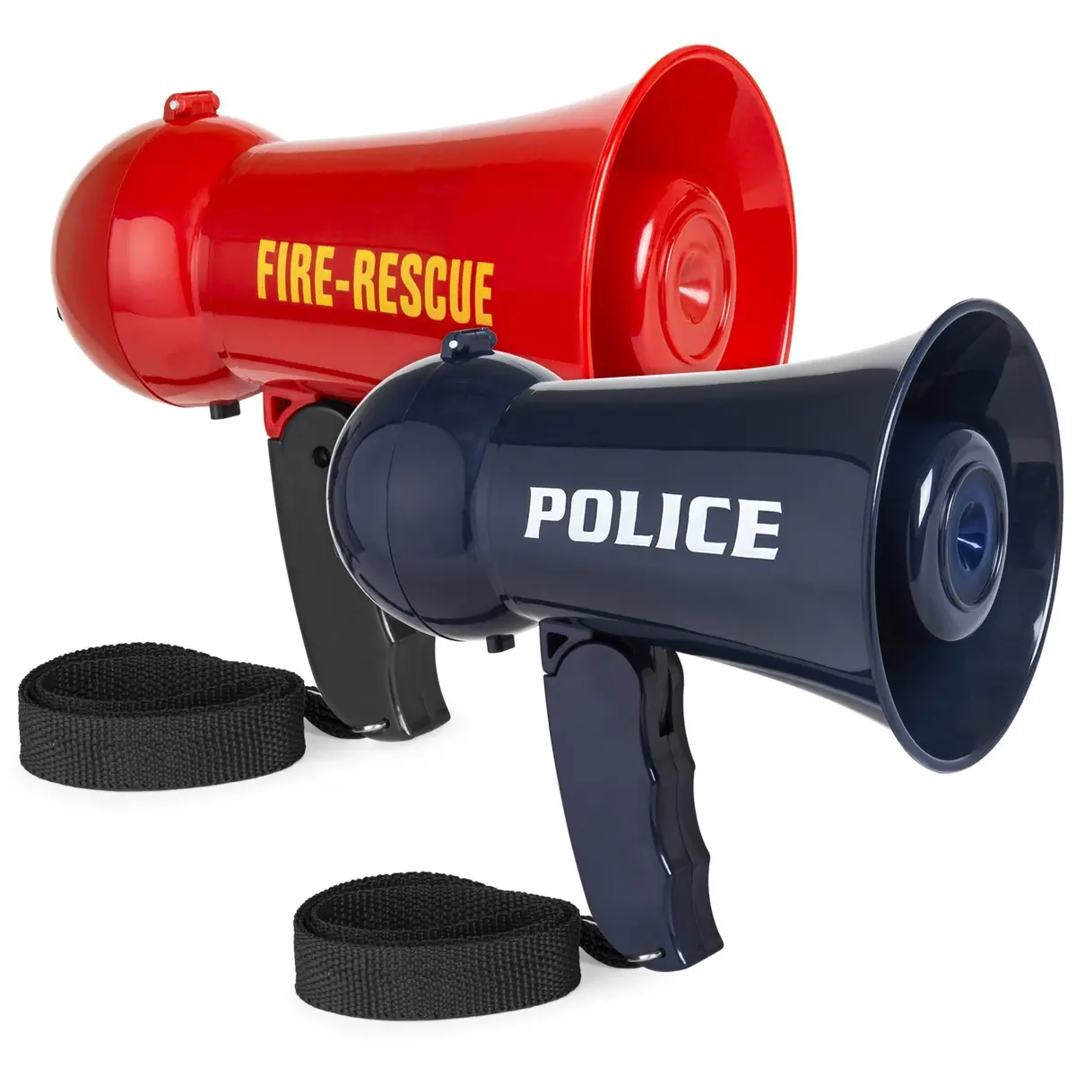 Set Of 2 Kids Fire Police Megaphone Toy Set W/ Talk, Siren, Volume Control 1