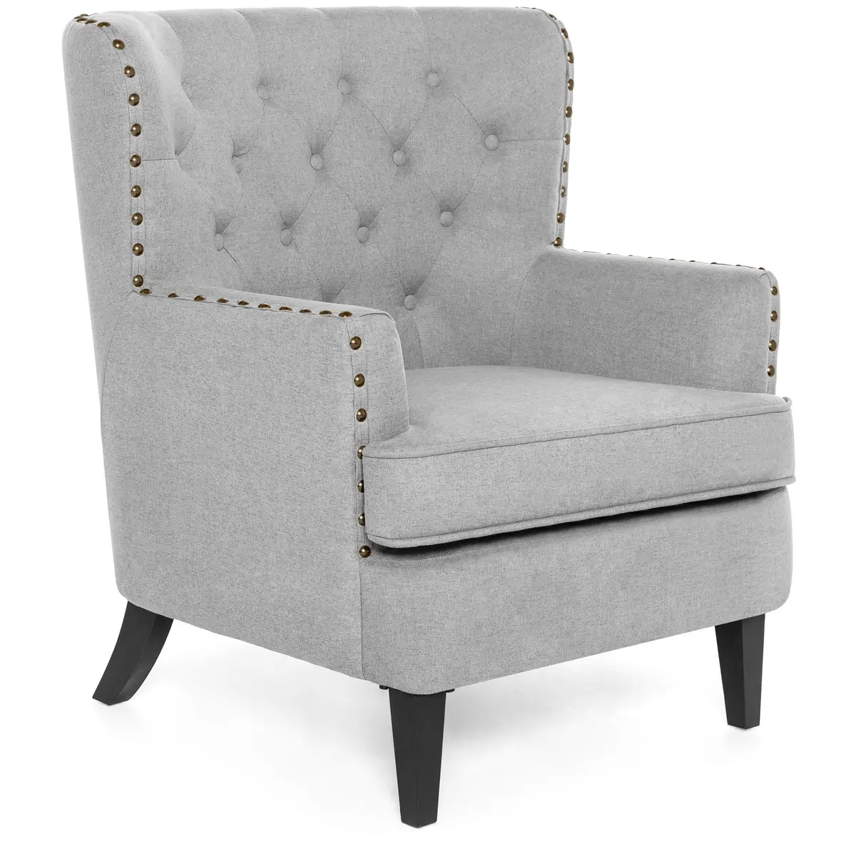 Modern Tufted Wingback Accent Chair Living Room Furniture W/ Nailhead Trim 2