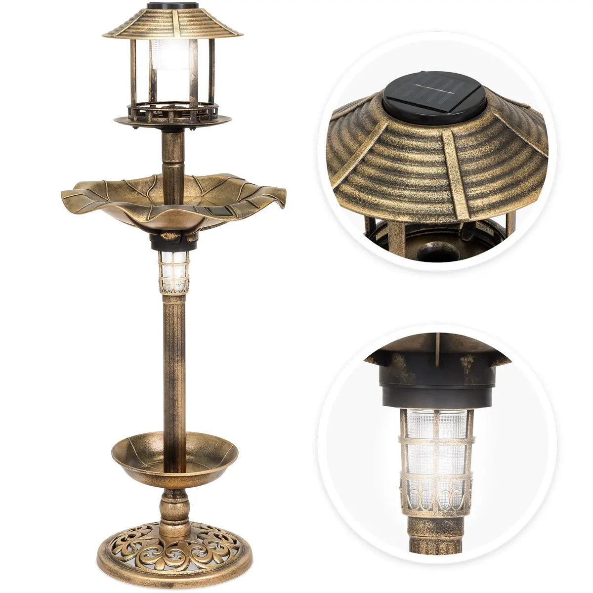 Solar Led Bird Bath W/ Planter 1