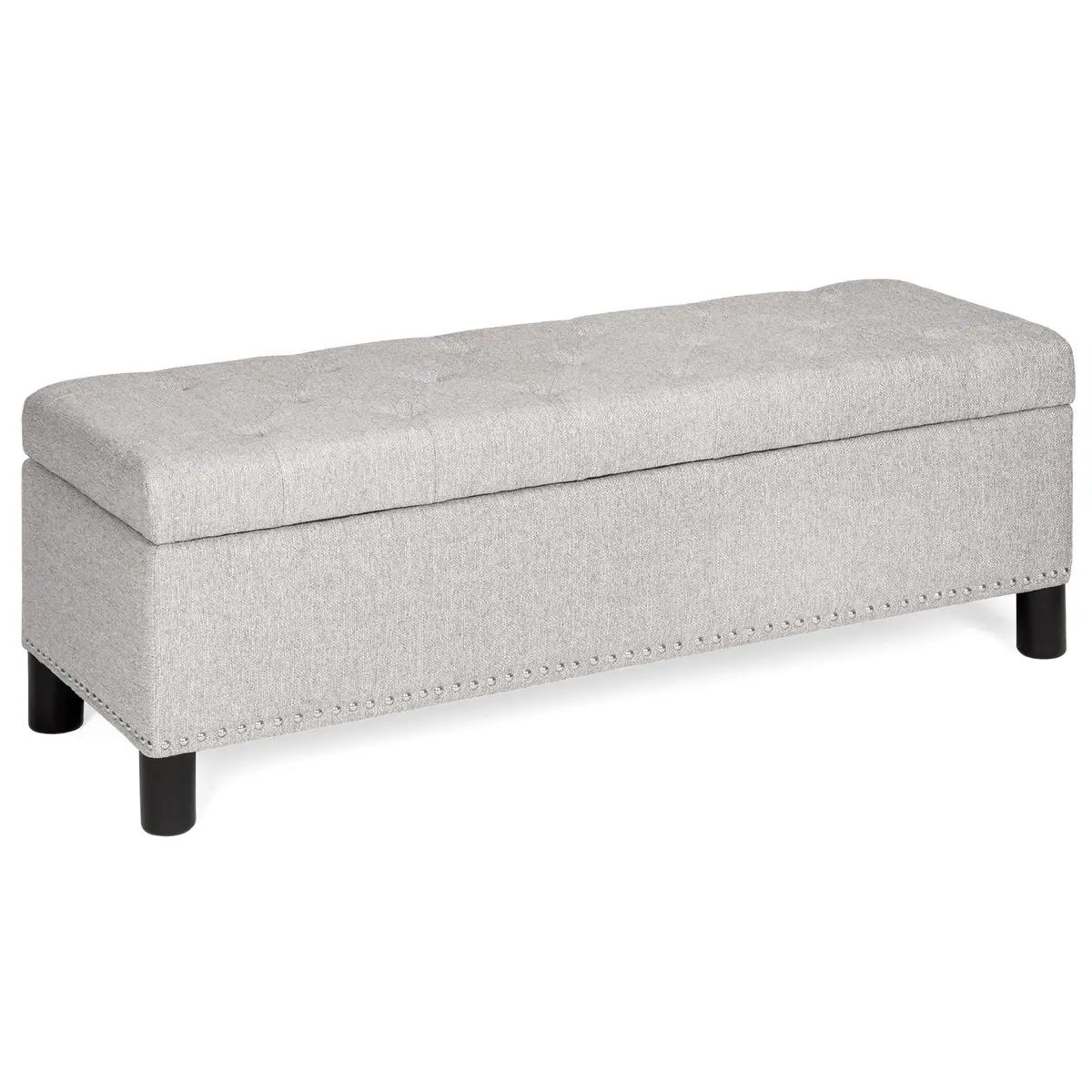 48In Tufted Upholstered Padded Storage Ottoman Bench W/ Studs 1