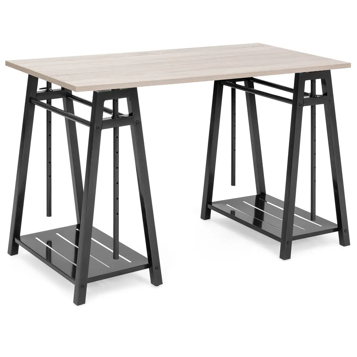 Sit To Stand Office Work Desk W/ Wood Finish, Adjustable Height 1