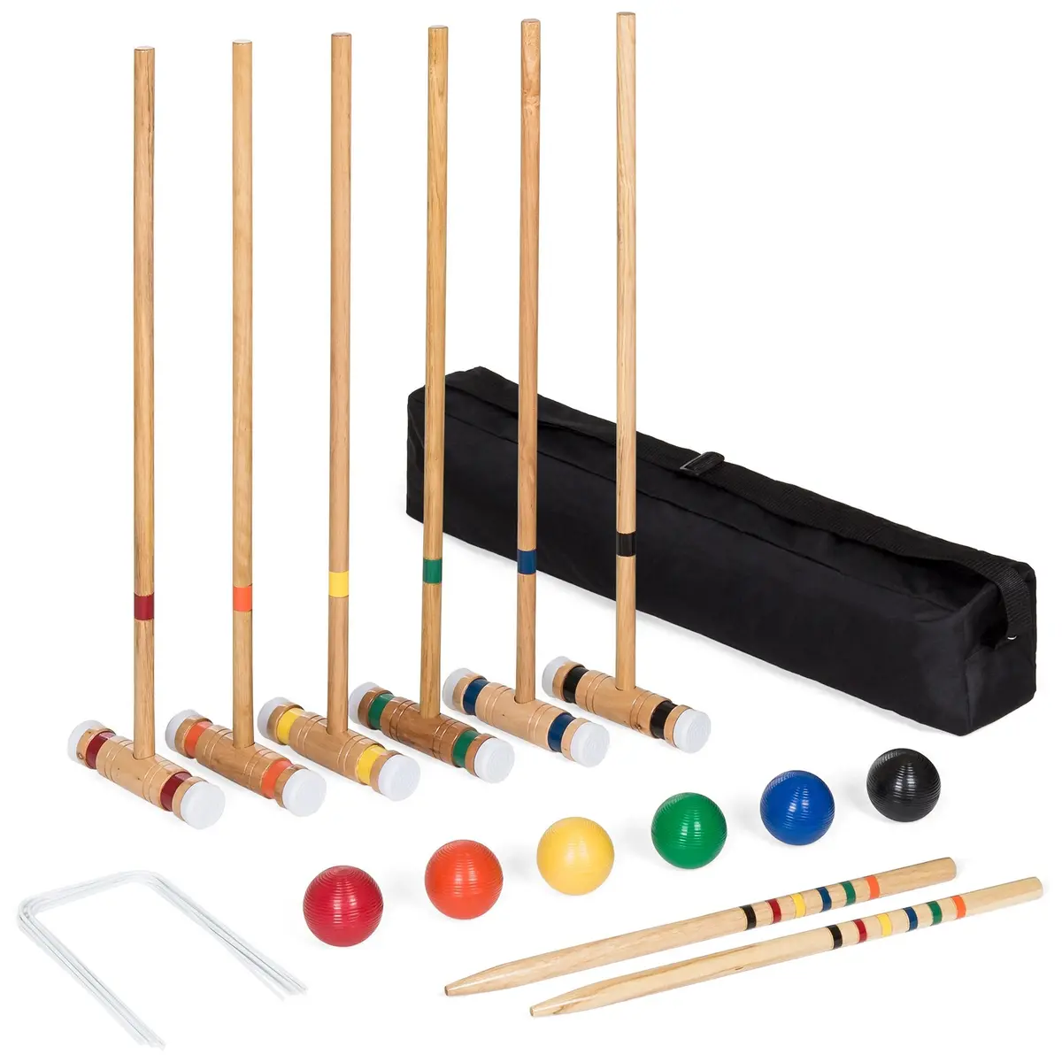 6-Player 32In Wood Classic Croquet Yard Game Set W/ Carrying Case 1