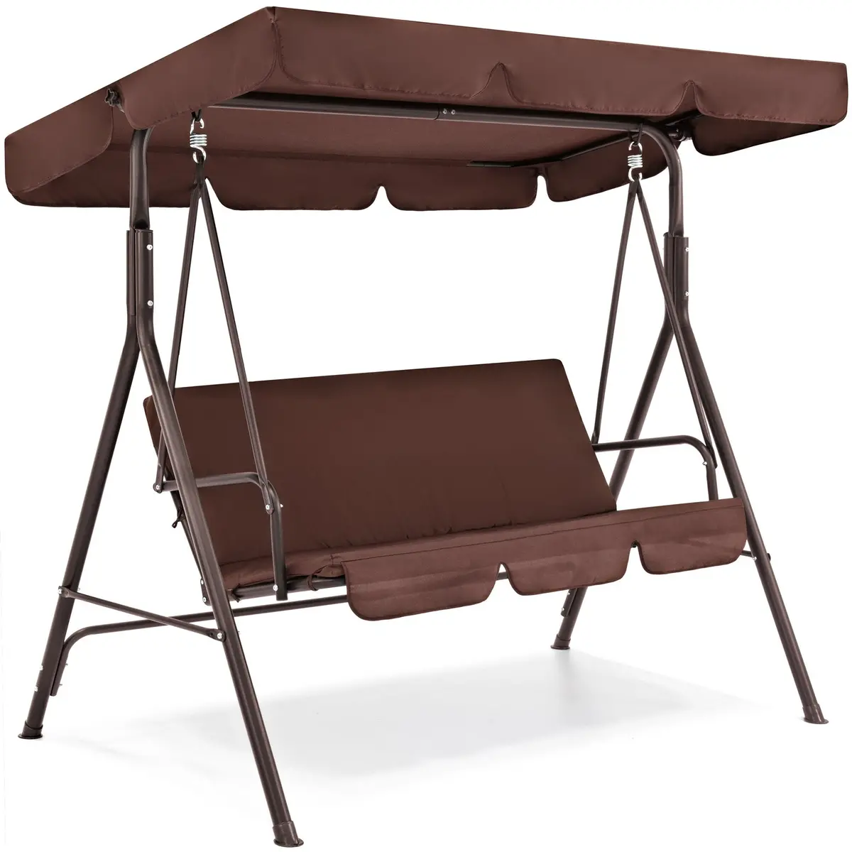 2-Person Outdoor Canopy Swing Glider Furniture W/ Cushions, Steel Frame 3
