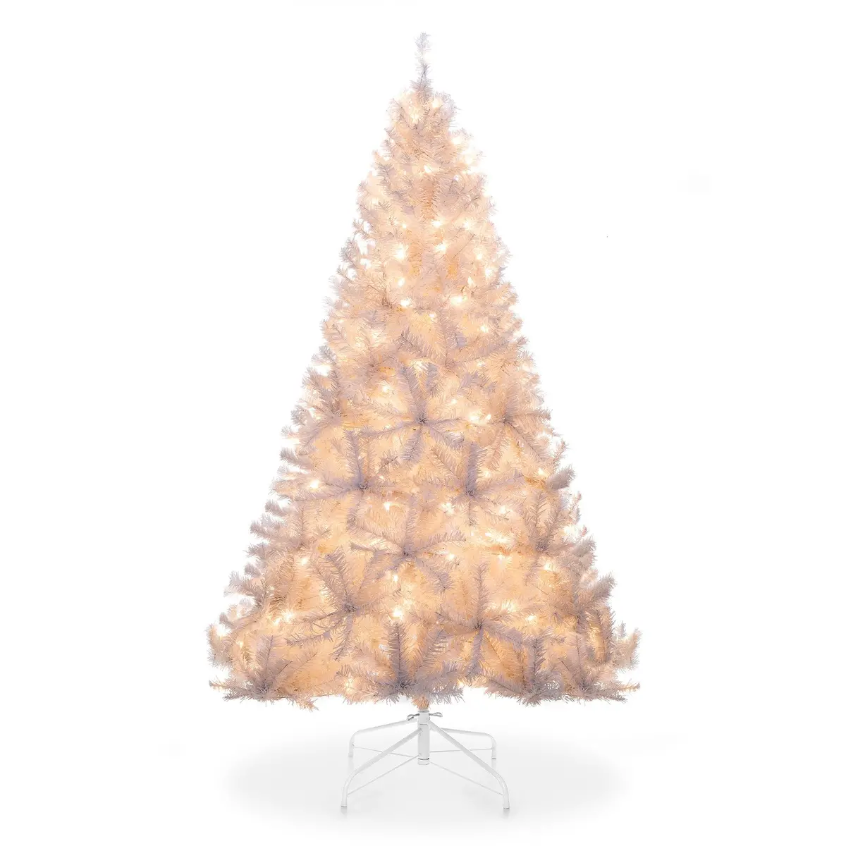 6Ft Pre-Lit Hinged Artificial Pine Christmas Tree W/ 250 Lights, Stand 1