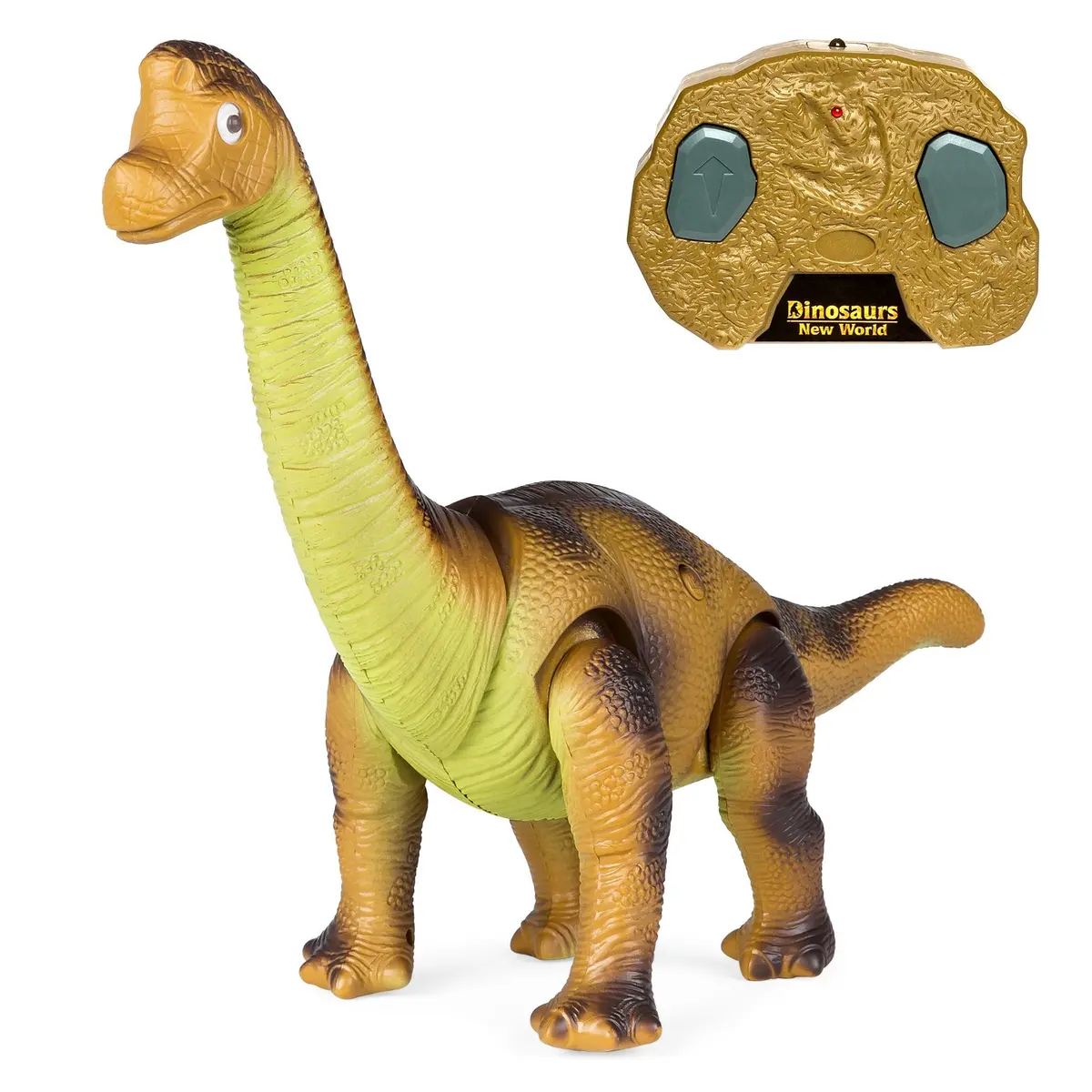 17.5In Kids Remote Control Stomping And Roaring Dinosaur Brachiosaurus Toy 1
