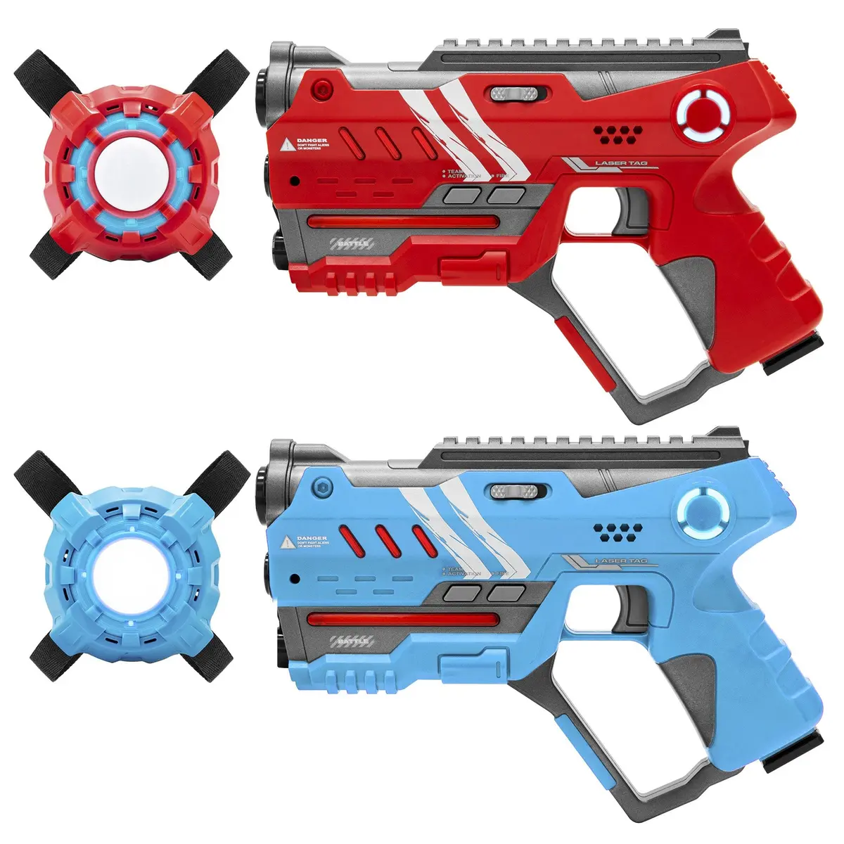 Set Of 2 Blaster Laser Tag Toys W/ Vests - Red/Blue 1