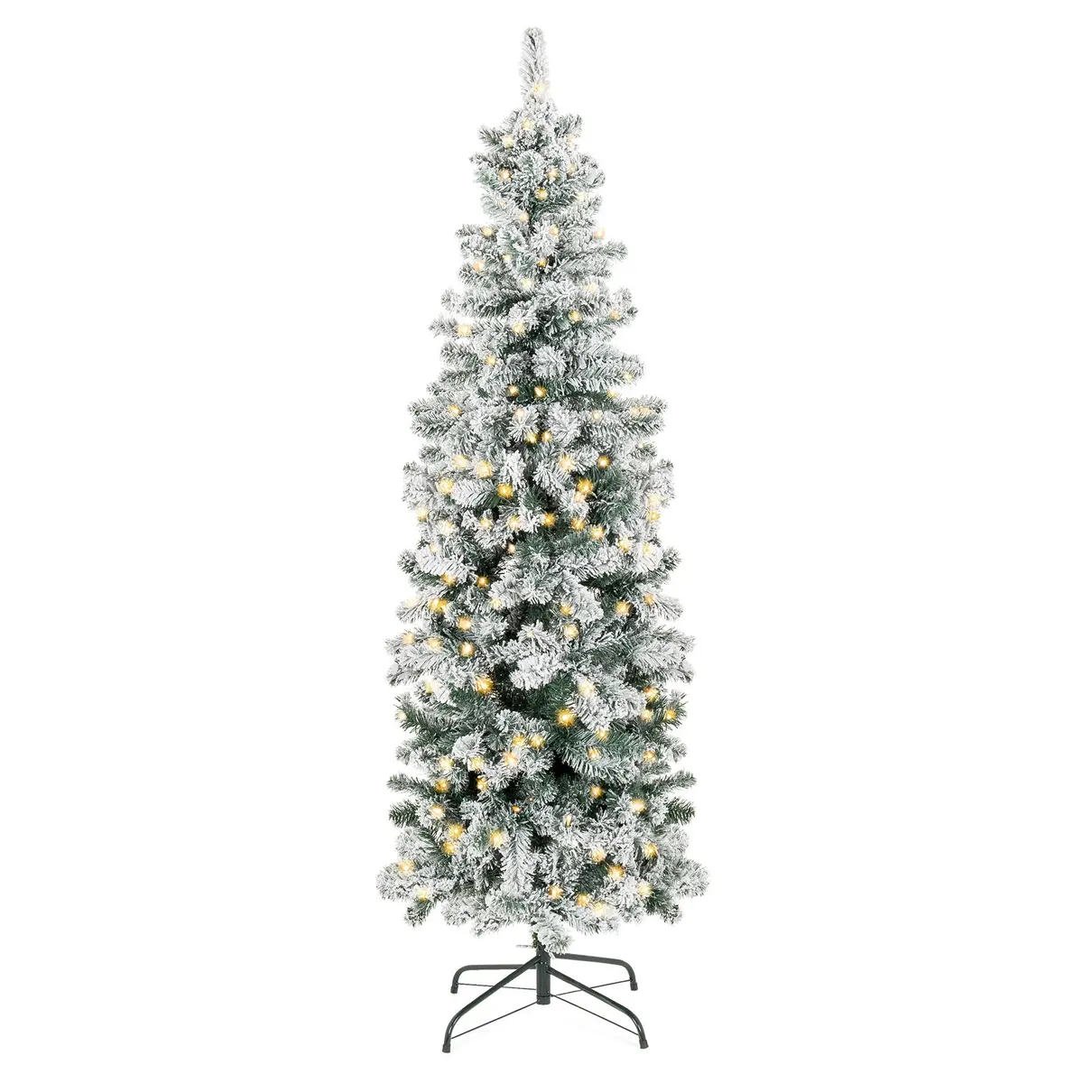 Pre-Lit Snow Flocked Artificial Pencil Christmas Tree 1