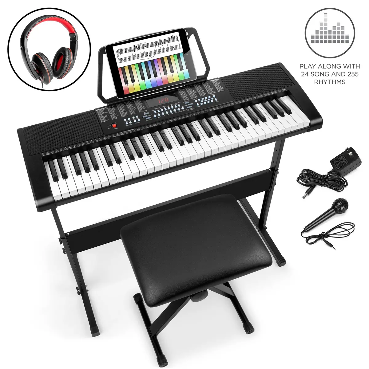 61-Key Beginners Electronic Keyboard Piano Set W/ 3 Modes, Microphone 1