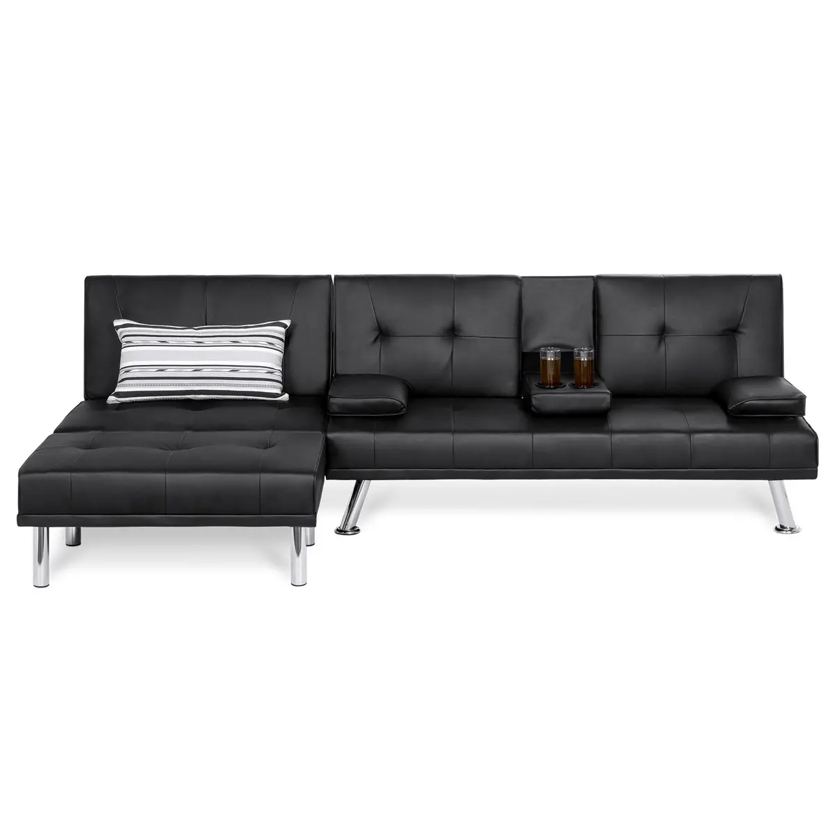 3-Piece Modular Modern Furniture Set W/ Double & Single Futons, Footstool 1