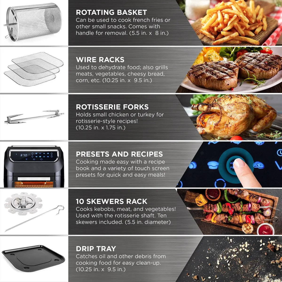 11.6Qt 8-In-1 Xl Air Fryer Oven, Rotisserie, Dehydrator Set W/ 8 Accessories 1