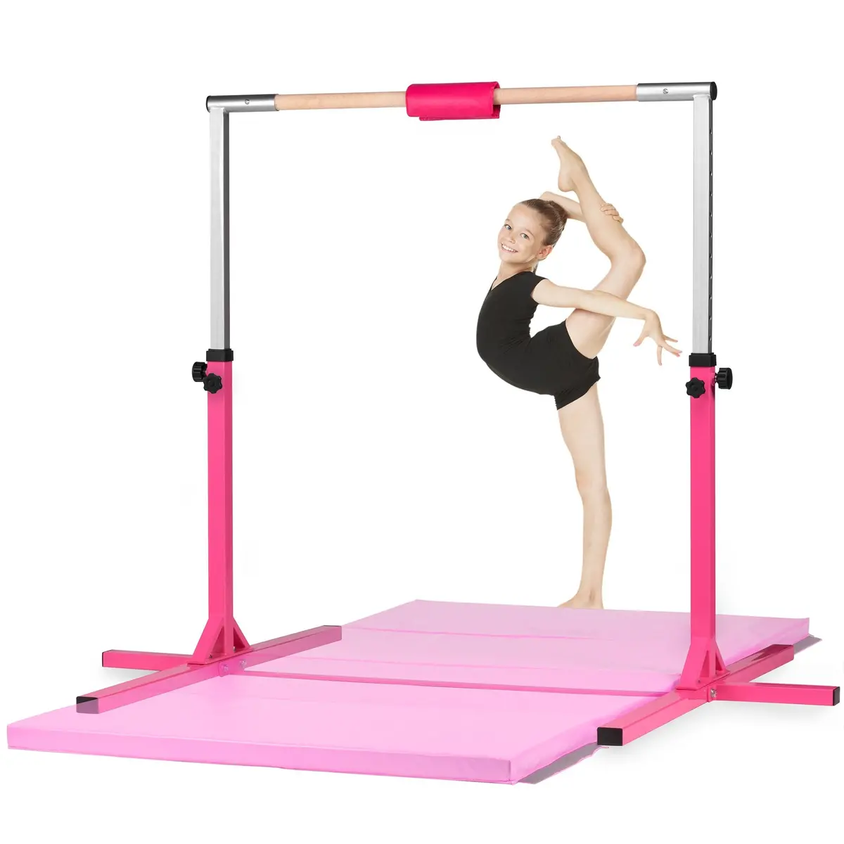 Junior Training Bar For Kids W/ Bar Cushion, Adjustable Height & Width 1