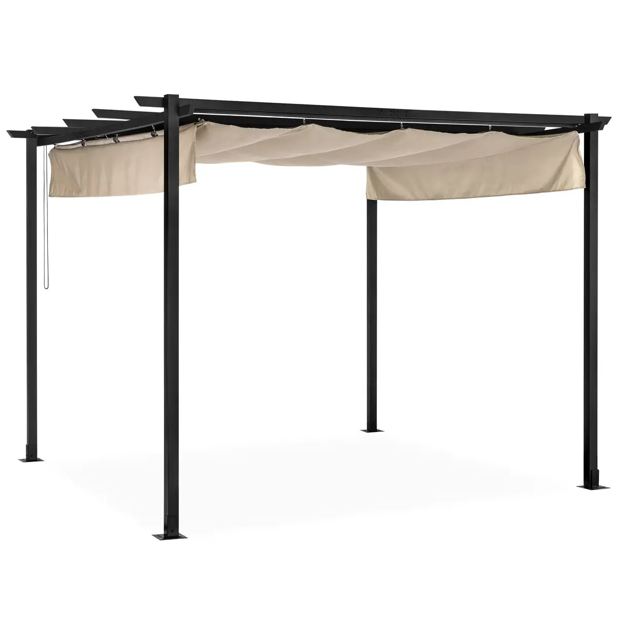 10X10ft Outdoor Pergola W/ Weather-Resistant Retractable Canopy, Steel Frame 1