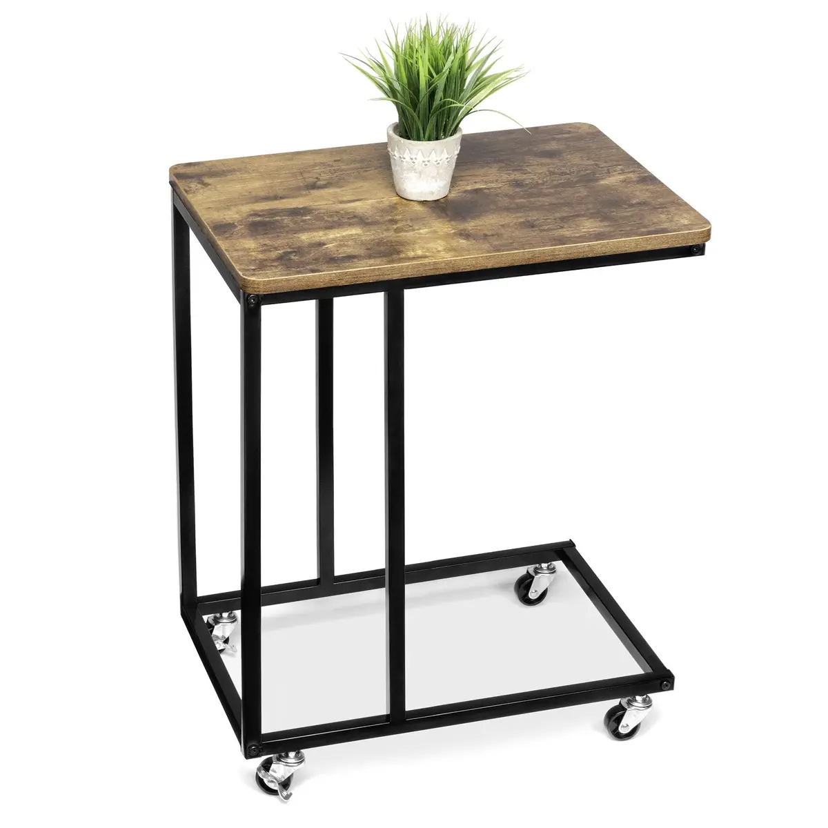Rolling End Side C-Table For Laptop, Meals, Drinks, W/ Wheels 1