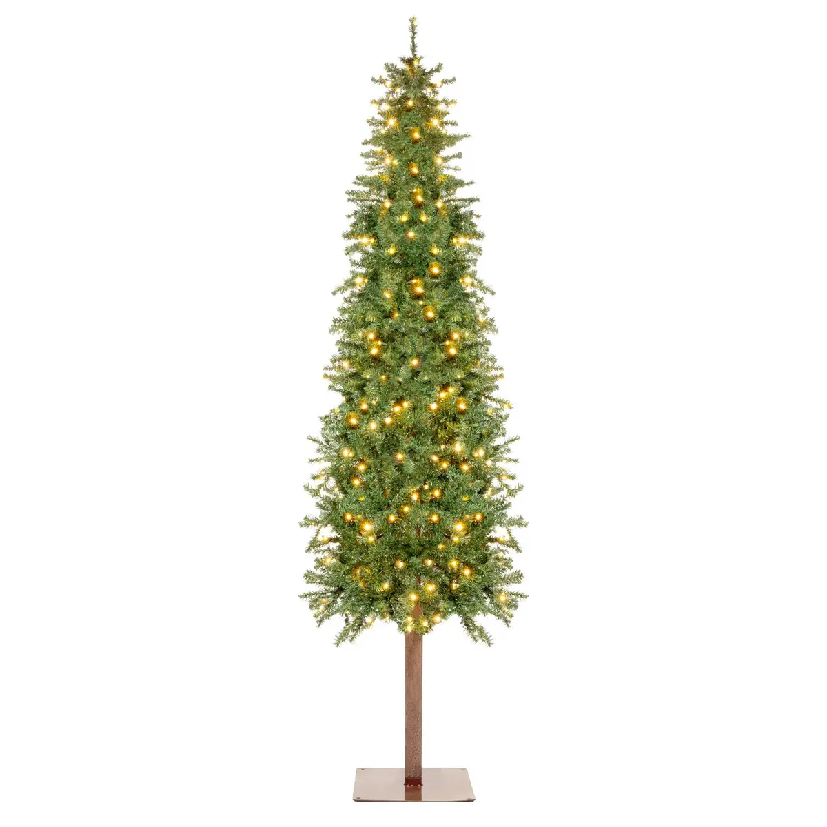 Pre-Lit Artificial Alpine Slim Pencil Christmas Tree W/ Led Lights, Stand 2