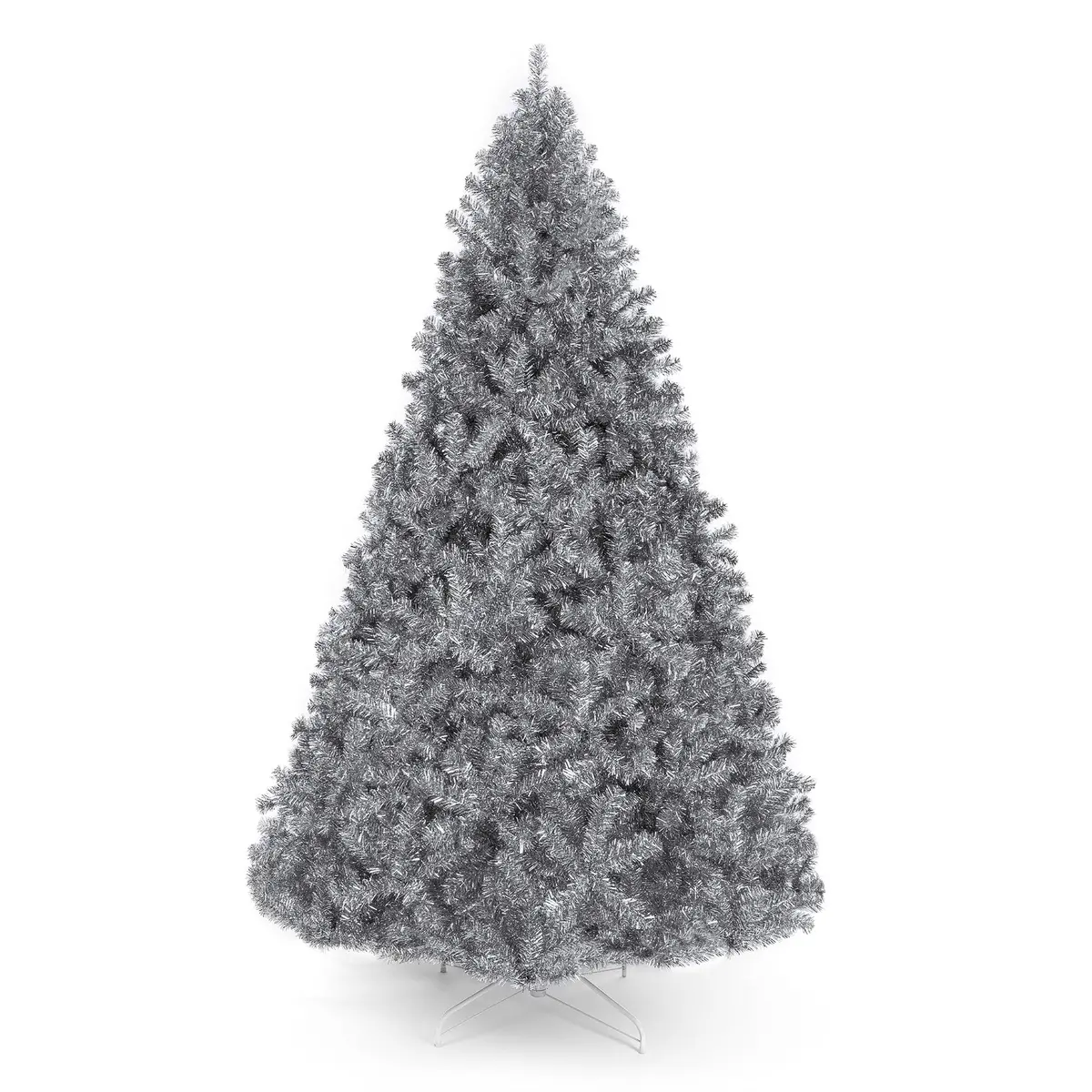 Silver Artificial Tinsel Christmas Tree W/ Foldable Stand 1