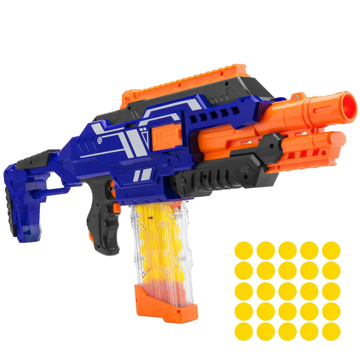 Electric Soft Foam Ball Rapid Fire Blaster Toy W/ Magazine, 25 Balls 1