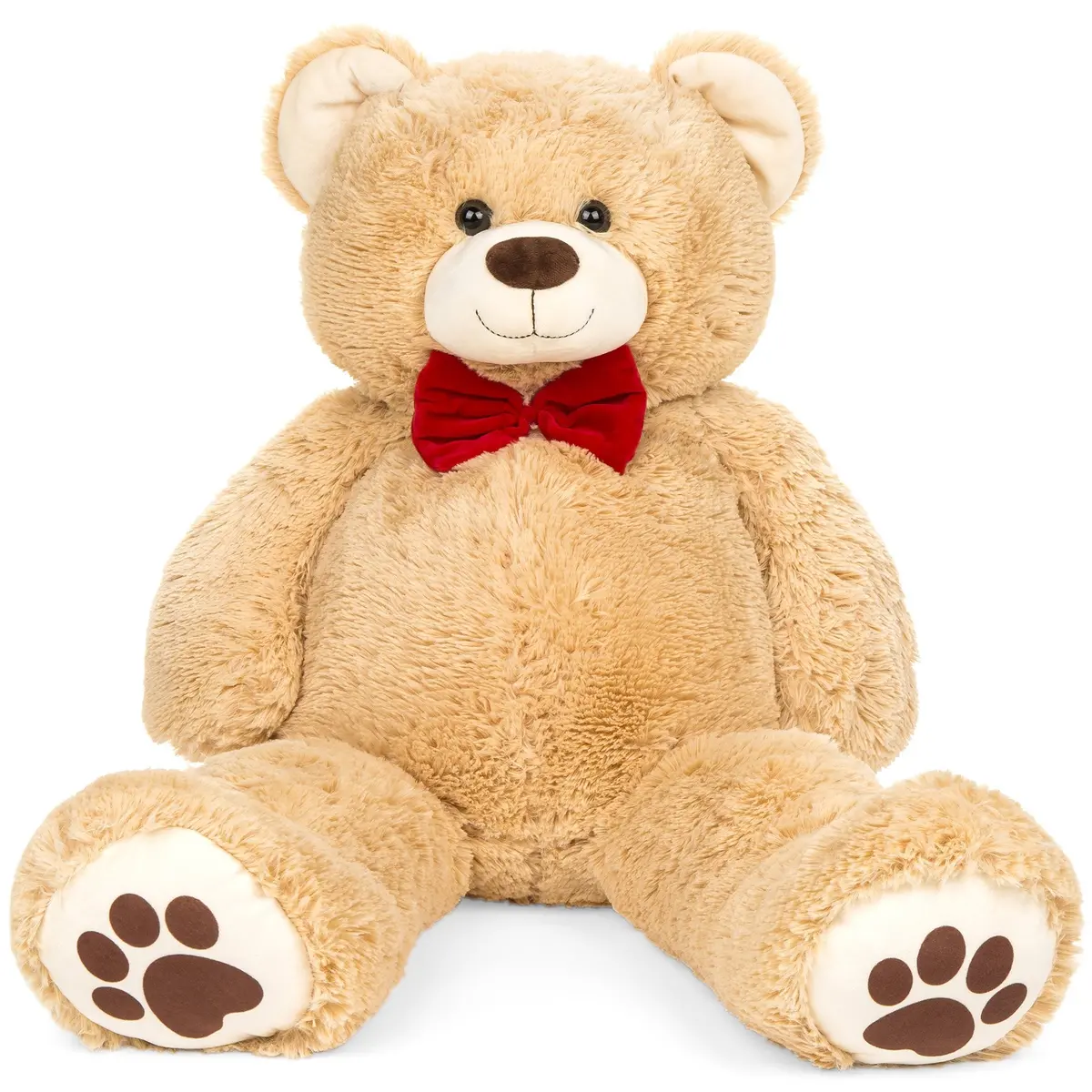 38In Giant Plush Teddy Bear Stuffed Animal Toy W/ Red Bow Tie, Footprints 1