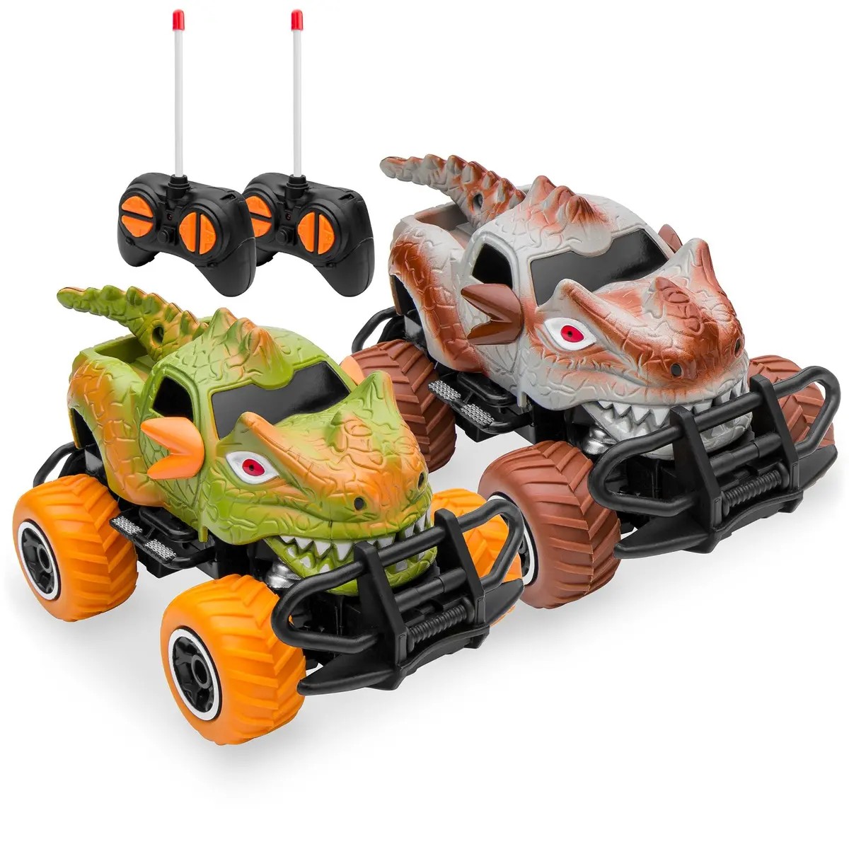 Set Of 2 27Mhz Mini Toy Dinosaur Rc Remote Control Cars W/ 9Mph Max Speed 1