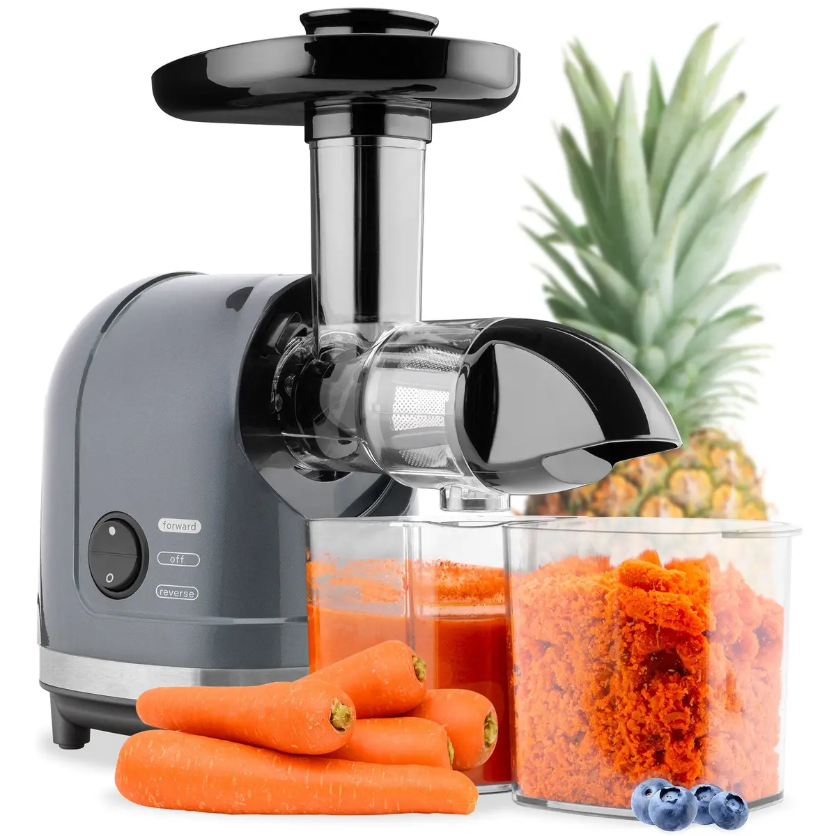 150W Horizontal Slow Masticating Juicer W/ Reverse Mode, Quiet Motor 1