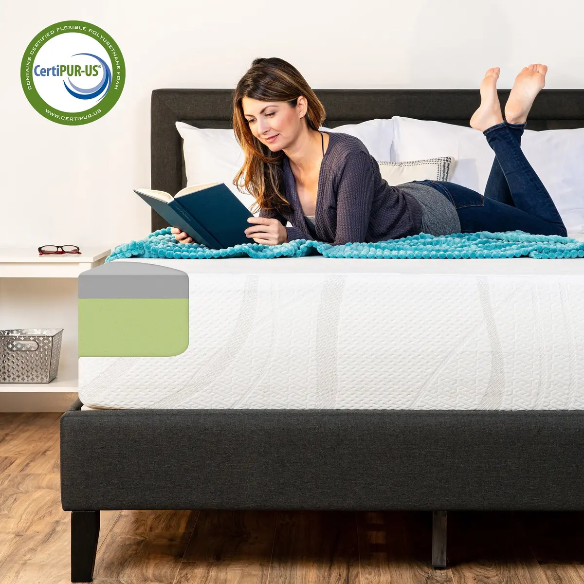 12In Medium-Firm Green Tea & Bamboo Charcoal Gel Memory Foam Mattress 1