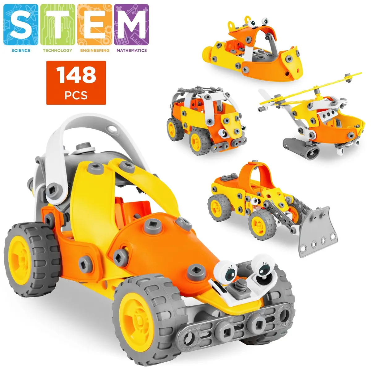 Kids 147-Piece 5-In-1 Educational Stem Building Toy Kit Vehicle Play Set 1