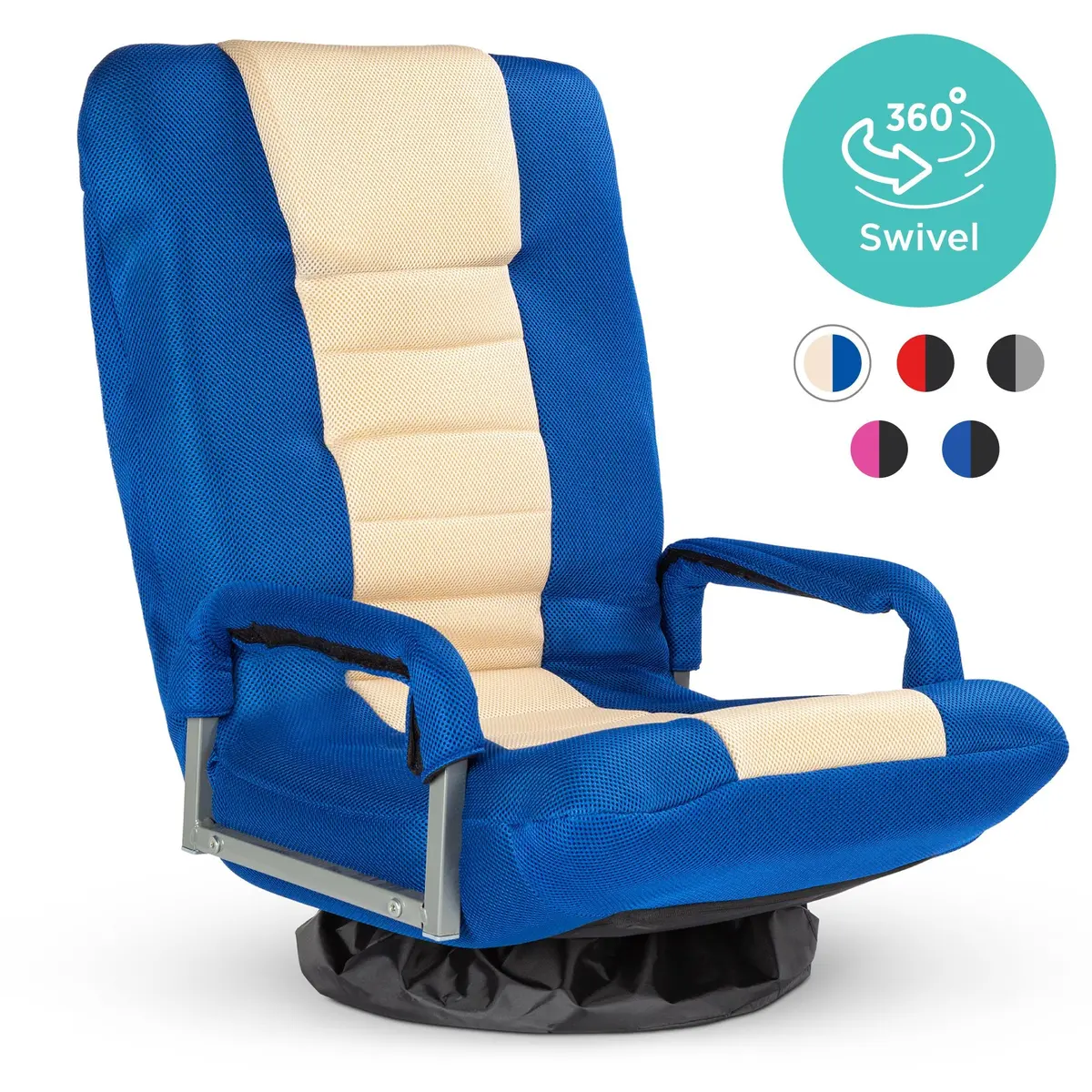 360-Degree Swivel Gaming Floor Chair W/ Armrest Handles, Adjustable Backrest 3