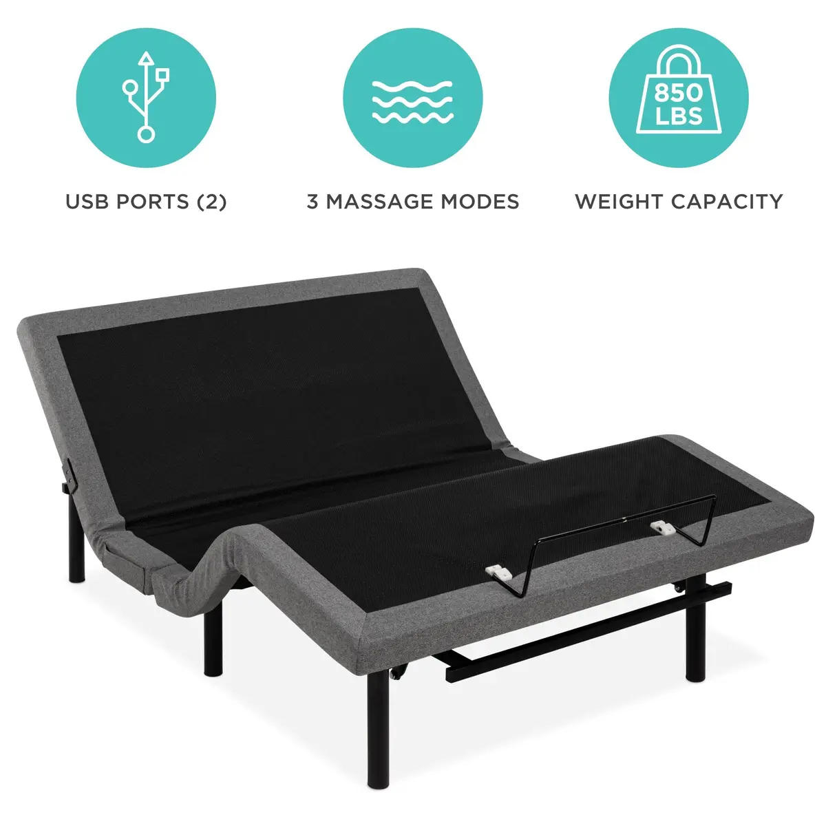 Queen Size Adjustable Bed Base With Massage, Remote Control, And Usb 1