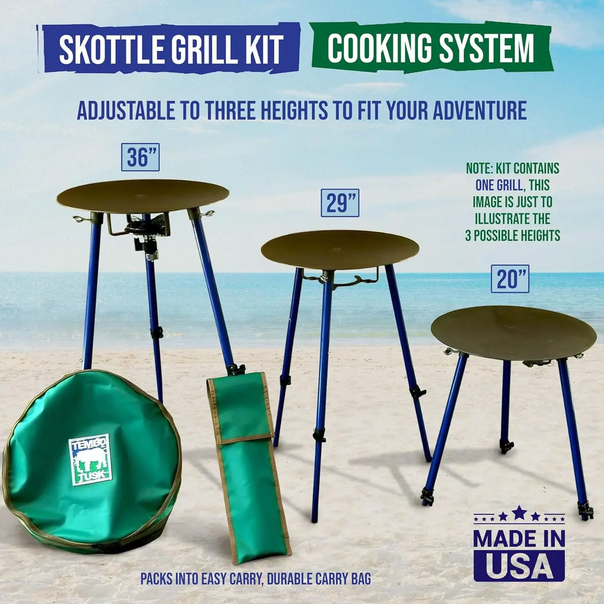 Tembotusk Adjustable Leg Skottle Grill Kit 1