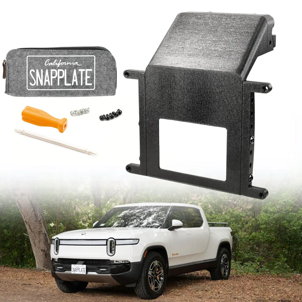 Snapplate Front License Plate Mount For Rivian R1t & R1s 1