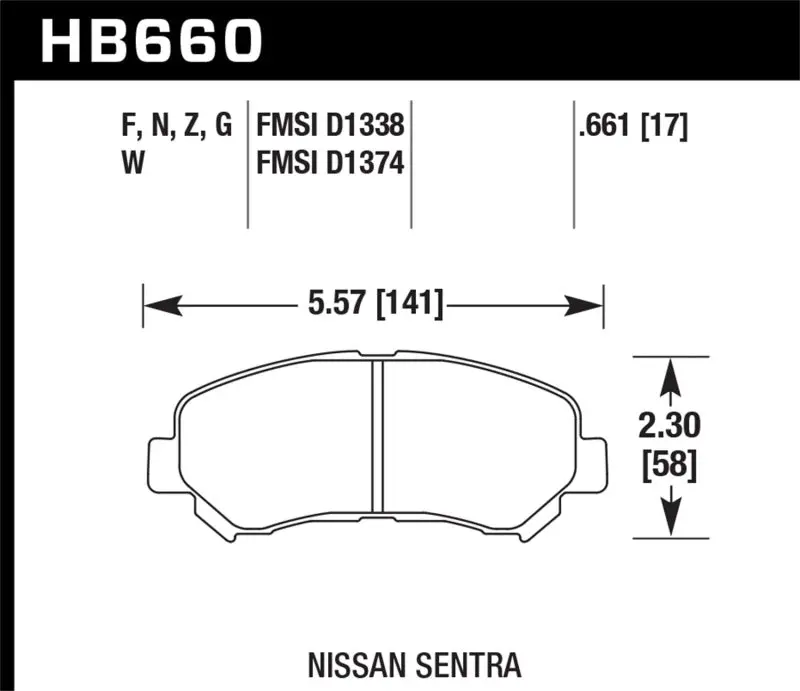 Hawk Hps Street Front Brake Pads For Nissan Maxima (2009–2010), Rogue (2008–2010), Sentra Se-R (2007–2009), And Sentra Se-R Manual Transmission (2010) 1