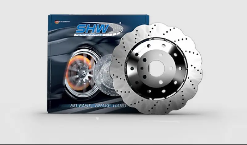 Shw 14-18 Audi Rs7 4.0L Front Drilled-Dimpled Lightweight Wavy Brake Rotor 1