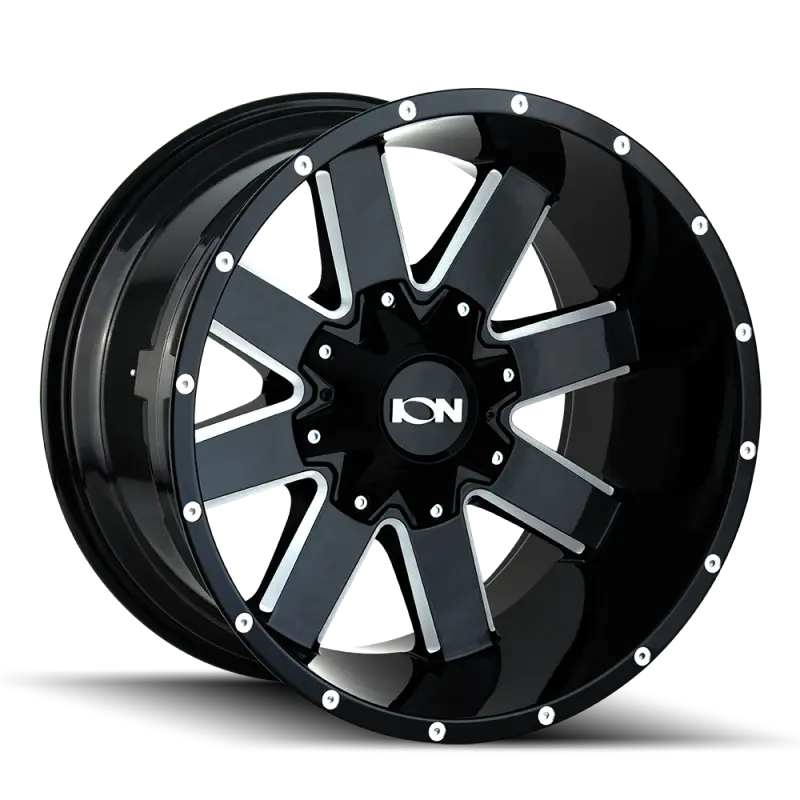 Ion Type 141 Gloss Black Milled Wheel: 20X10", 8X180 Bolt Pattern, -19Mm Offset, 124.1Mm Hub 1